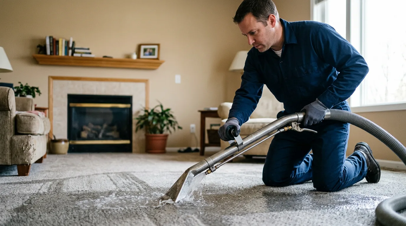 Water damage restoration technician working near Lakewood, NJ